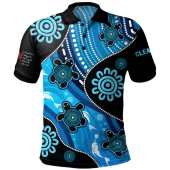 (Custom) Indigenous Australian Aboriginal Polo Shirt Aboriginal Inspired Dreamtime River And Turtles Dot Art Painting