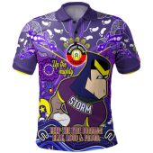 Melbourne Storm Polo Shirt Custom Naidoc Keep the Fire Burning! Blak, Loud & Proud Home Jersey