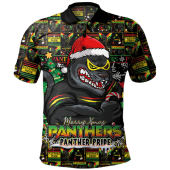 Penrith Panthers Polo Shirt Merry Ugly Christmas Comic Style