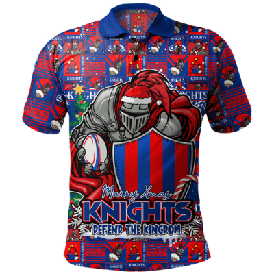 Newcastle Knights Polo Shirt Merry Ugly Christmas Comic Style