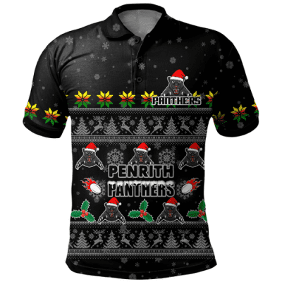 Penrith Panthers Christmas Custom Polo Shirt - Special Ugly Christmas Polo Shirt