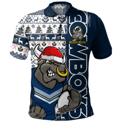North Queensland Cowboys Polo Shirt Merry Ugly Xmas Nordic Pattern Style