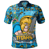 Gold Coast Titans Polo Shirt Merry Ugly Christmas Comic Style