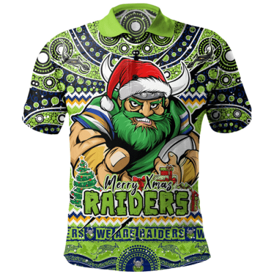 Canberra Raiders Polo Shirt Aboriginal Xmas Special Ugly Christmas Style