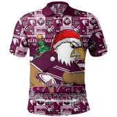 Manly Warringah Sea Eagles Polo Shirt Merry Ugly Christmas Comic Style