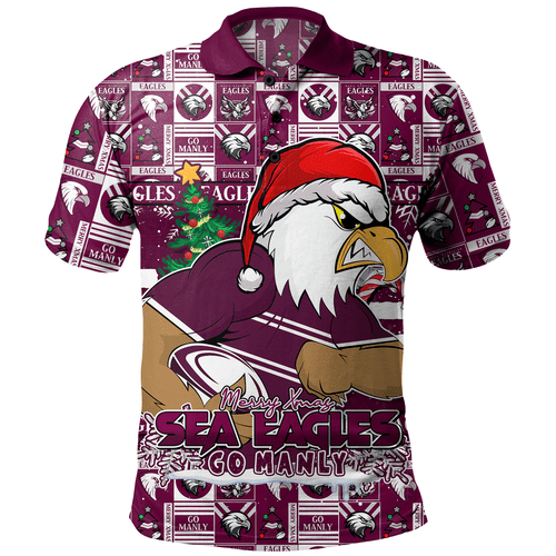 Manly Warringah Sea Eagles Polo Shirt Merry Ugly Christmas Comic Style Manly Warringah Sea Eagles Polo Shirt Merry Ugly Christmas Comic Style