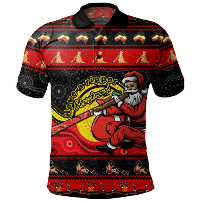 Australia Polo Shirt Ripper Aboriginal Christmas Down Under