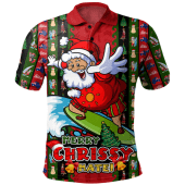Australia Polo Shirt Merry Chrissy Mate Santa Claus Surf Edition