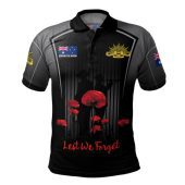 Australia Anzac Day Custom Polo Shirt - Remembrance Day Lest We Forget Special Black Polo Shirt