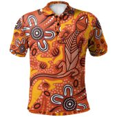 Australia Aboriginal Inspired Custom Polo Shirt - Aussie Lizard Indigenous Art