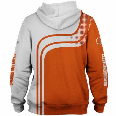 NFL Cleveland Browns White Orange Pullover Hoodie V3
