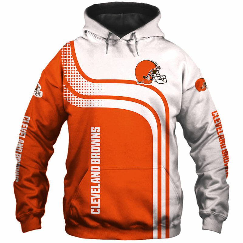 NFL Cleveland Browns White Orange Pullover Hoodie V3 NFL Cleveland Browns White Orange Pullover Hoodie V3