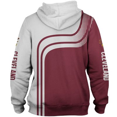 NBA Cleveland Cavaliers Wine White Curves Pullover Hoodie
