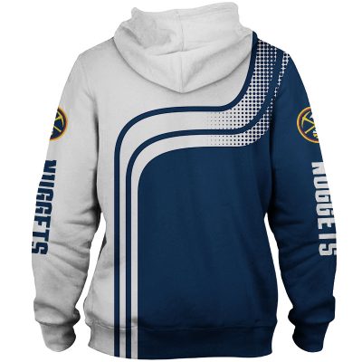 NBA Denver Nuggets Blue White Curves Pullover Hoodie