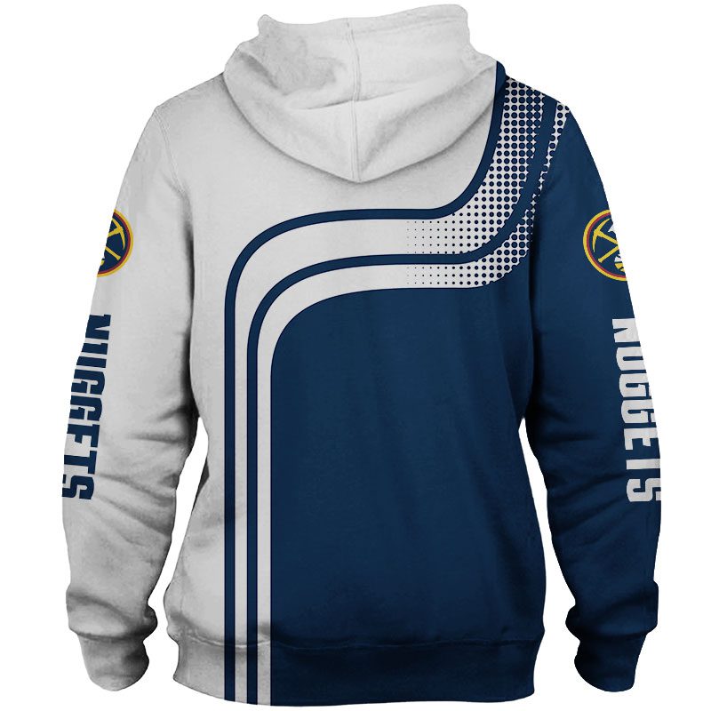 NBA Denver Nuggets Blue White Curves Pullover Hoodie NBA Denver Nuggets Blue White Curves Pullover Hoodie