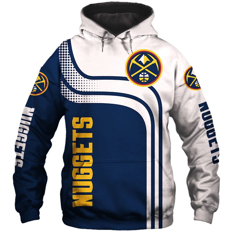 NBA Denver Nuggets Blue White Curves Pullover Hoodie NBA Denver Nuggets Blue White Curves Pullover Hoodie