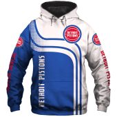 NBA Detroit Pistons White Blue Curvers Pullover Hoodie