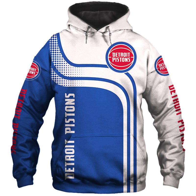 NBA Detroit Pistons White Blue Curvers Pullover Hoodie NBA Detroit Pistons White Blue Curvers Pullover Hoodie