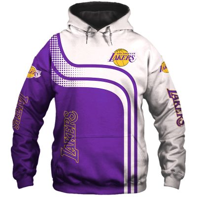 NBA Los Angeles Lakers Purple White Curves Pullover Hoodie