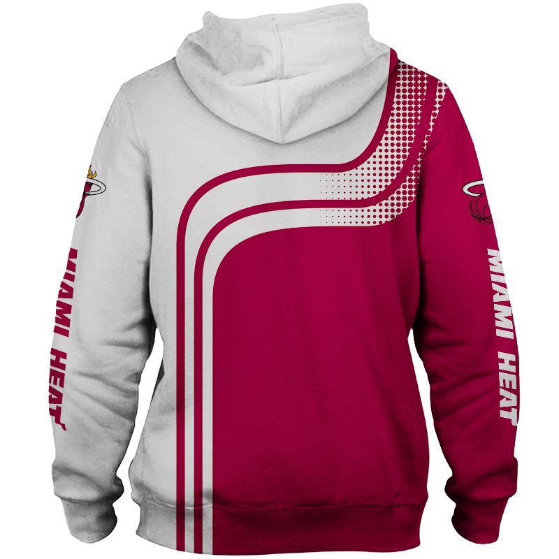 NBA Miami Heat Red White Curves Pullover Hoodie NBA Miami Heat Red White Curves Pullover Hoodie