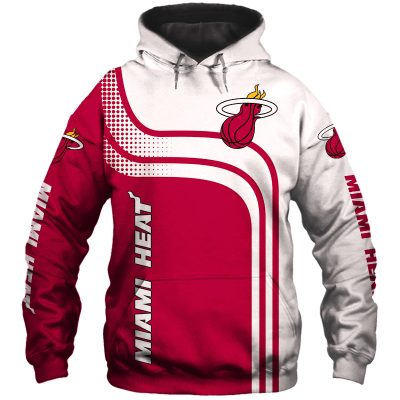 NBA Miami Heat Red White Curves Pullover Hoodie