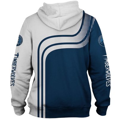 NBA Minnesota Timberwolves White Blue Curves Pullover Hoodie