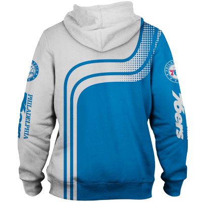 NBA Philadelphia 76ers White Blue Curves Pullover Hoodie