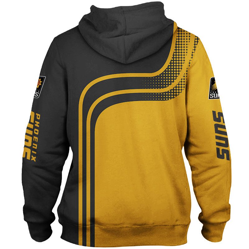 NBA Phoenix Suns Yellow Black Curves Pullover Hoodie NBA Phoenix Suns Yellow Black Curves Pullover Hoodie
