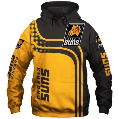 NBA Phoenix Suns Yellow Black Curves Pullover Hoodie