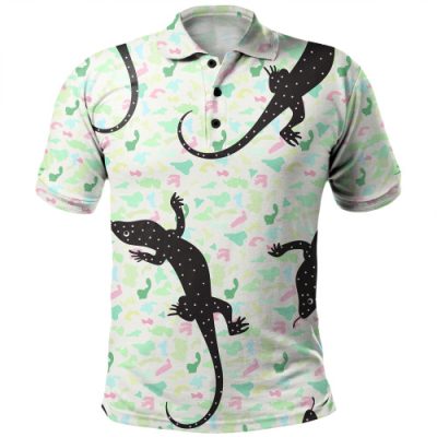 Australia Aboriginal Inspired Polo Shirt - Goanna Aboriginal Art Polo Shirt