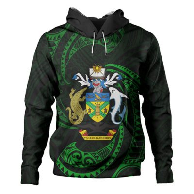 Australia South Sea Islanders Hoodie - Solomon Islands Green Tribal Wave Pattern Hoodie