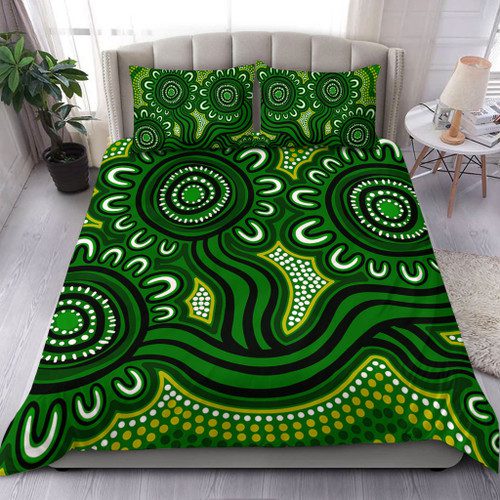 Australia Aboriginal Bedding Set - Dot Patterns From Indigenous Australian Culture (Green) Bedding Set Australia Aboriginal Bedding Set - Dot Patterns From Indigenous Australian Culture (Green) Bedding Set