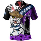 Geelong Cats Polo Shirt ANZAC Day Honor Purple Valor And Spirit