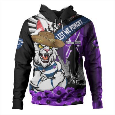 Geelong Cats Hoodie ANZAC Day Honor Purple Valor And Spirit