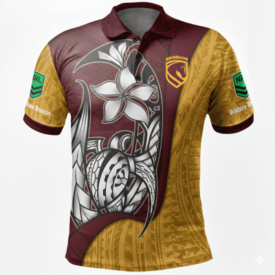 Personalized Brisbane Broncos NRL Polynesian Design 2026 Polo Shirt