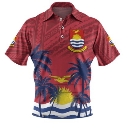 Australia  South Sea Islanders Polo Shirt - Gilbert Islands In Polynesian Pattern With Coconut Trees Polo Shirt
