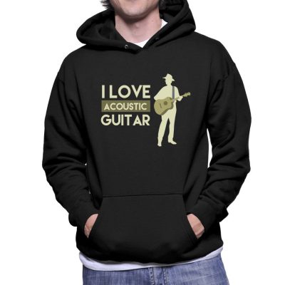 Music Lover - I Love Acoustic Guitar Black Pullover Hoodie
