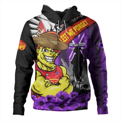 Gold Coast SUNS Hoodie ANZAC Day Honor Purple Valor And Spirit