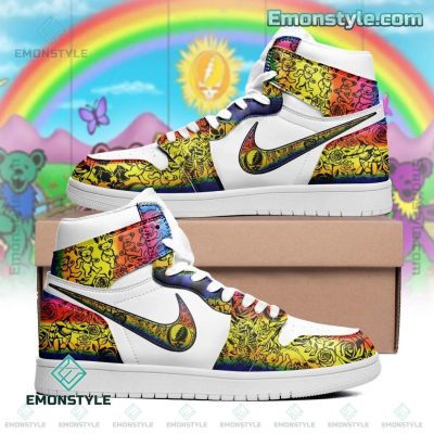 Grateful Dead Dancing Bears Rainbow Air Jordan 1 High Sneakers