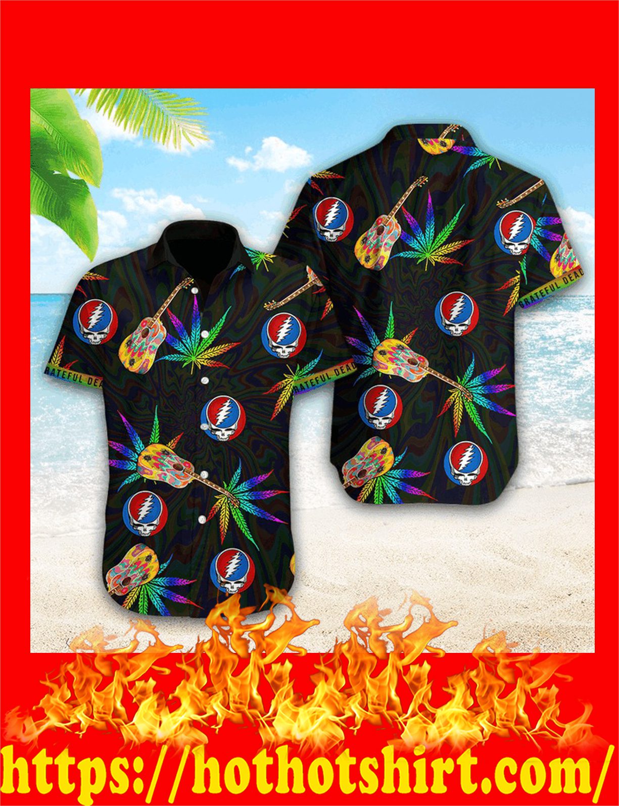 Grateful Dead Guitar Hawaiian Shirt Grateful Dead Guitar Hawaiian Shirt