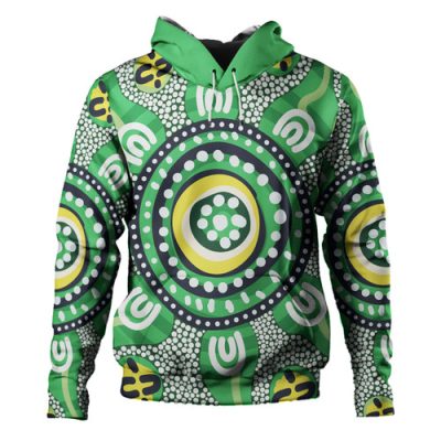 Australia Aboriginal Custom Hoodie - Green Painting With Aboriginal Inspired Dot Hoodie