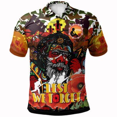 Indigenous All Stars Anzac Lest We Forget Polo Shirt - Custom Indigenous Anzac Dreaming With Camouflage And Poppy Flower