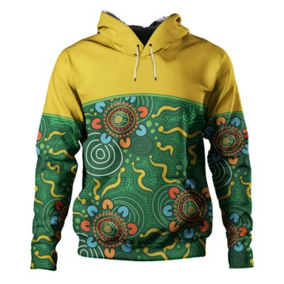 Australia Aboriginal Custom Hoodie - Green Painting With Aboriginal Inspired Dot Hoodie