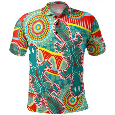 Australia Platypus Aboriginal Polo Shirt - Green Platypus With Aboriginal Art Dot Painting Patterns Inspired Polo Shirt