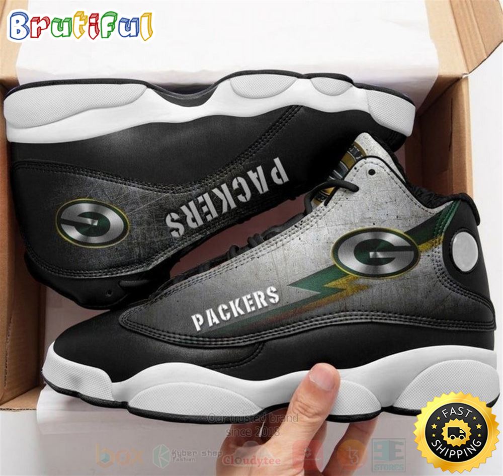 Green Bay Packer Nfl Big Logo Football Team Air Jordan 13 Shoes