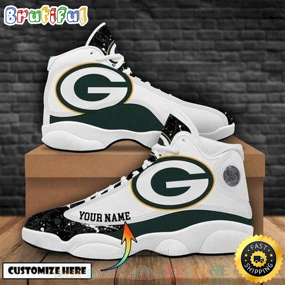 Green Bay Packers Football Nfl Custom Name Air Jordan 13 Shoes