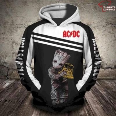 AC/DC Baby Groot Star Wars Hell Bells Pullover Hoodie
