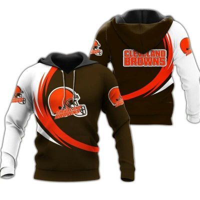 NFL Cleveland Browns White Orange Pullover Hoodie V2