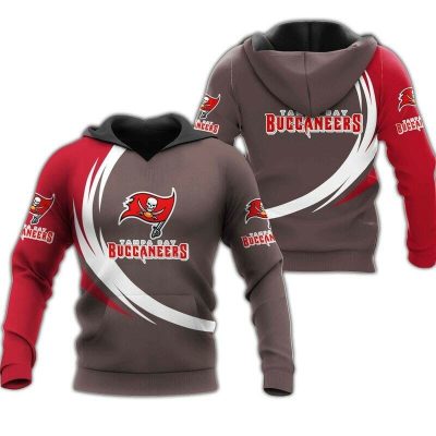 NFL Tampa Bay Buccaneers Grey Red Pullover Hoodie V3