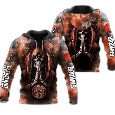 NFL Cleveland Browns Skull Smoke Pullover Hoodie
